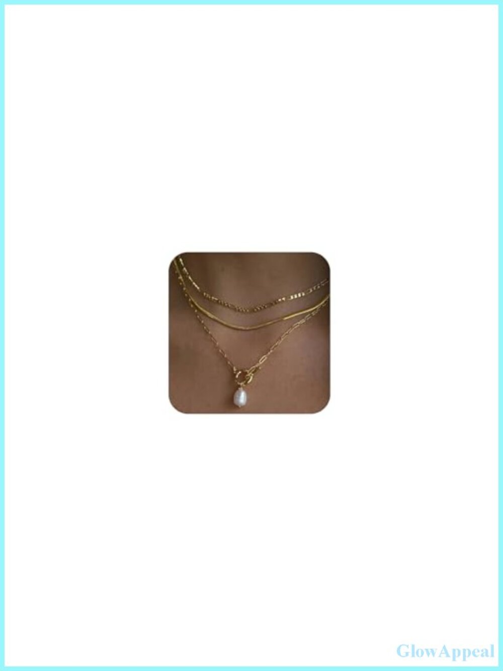 14K Gold Plated Layered Necklace Set with Pearl Pendant
